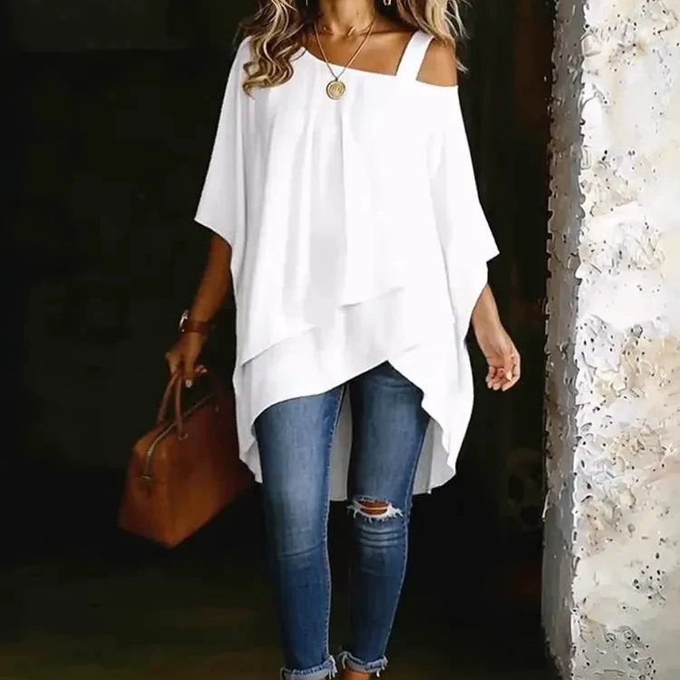 Women'S Formal Wear Blouse - Kemeja longgar kasual tidak beraturan dengan