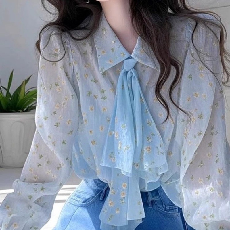 Kemeja Sifon Kerah Polo Ikatan - Women'S Formal Wear Blouse ulasan dan harga