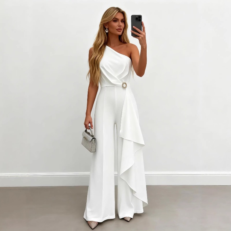 Jumpsuit Wanita Elegan Putih S - Women'S Formal Jumpsuit Evening Wear ulasan dan harga