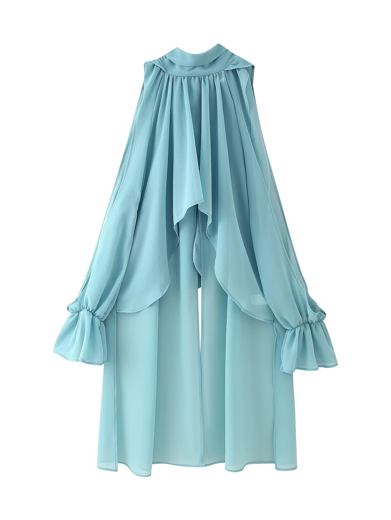 Kemeja Berjenjang Ruffle Lenga - Women'S Formal Wear Blouse ulasan dan harga