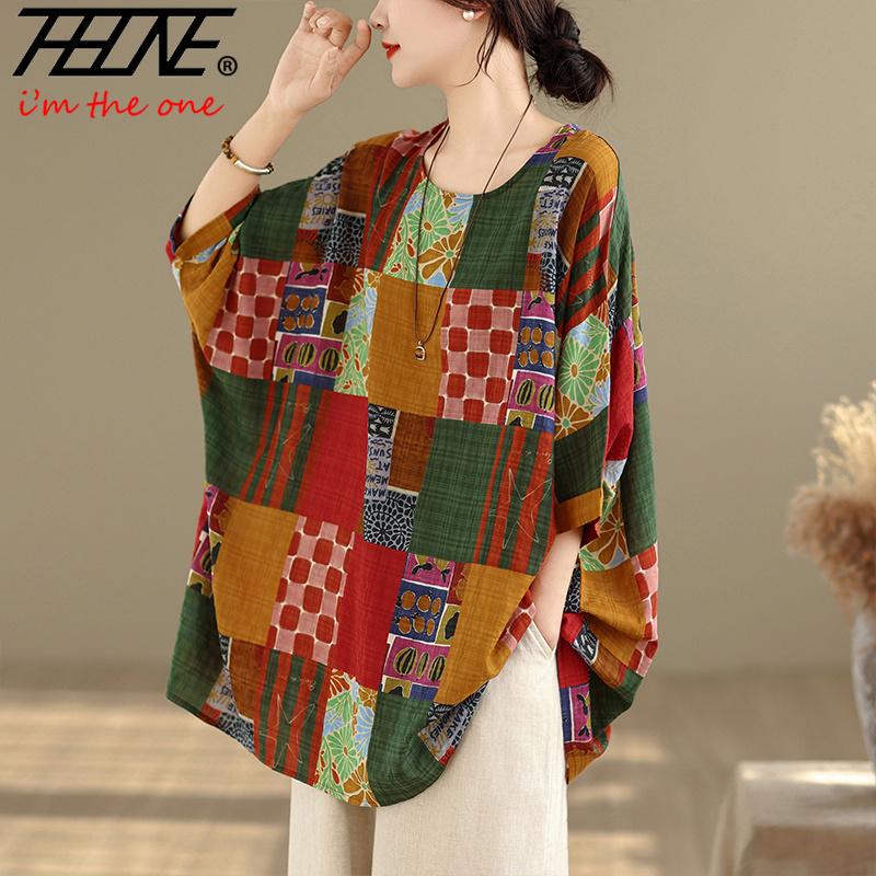 THHONE Kemeja Wanita Cetak Lon - Women'S Formal Wear Blouse ulasan dan harga