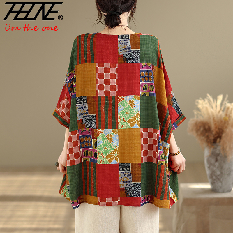 THHONE Kemeja Wanita Cetak Lon - Women'S Formal Wear Blouse ulasan dan harga
