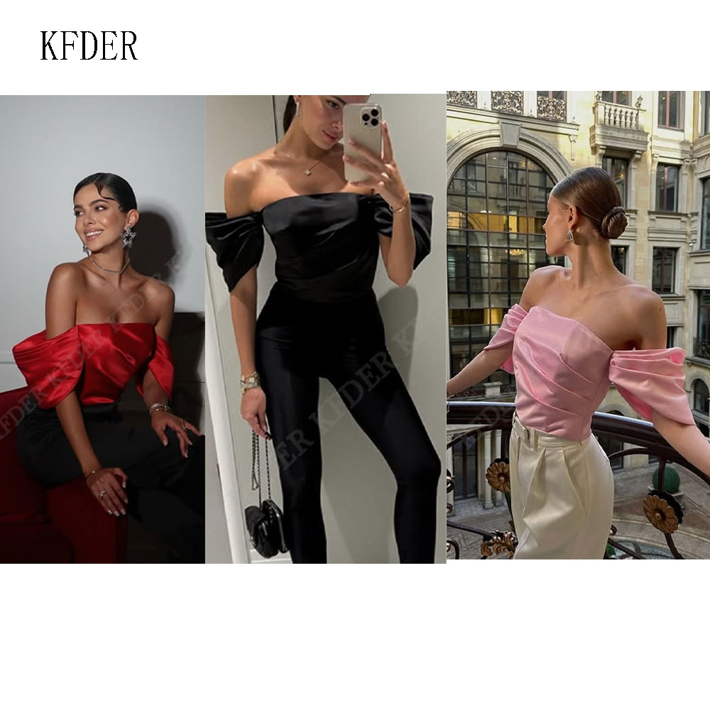 Blus Satin Off Shoulder Wanita - Women Formal Blouses For Evening Wear ulasan dan harga