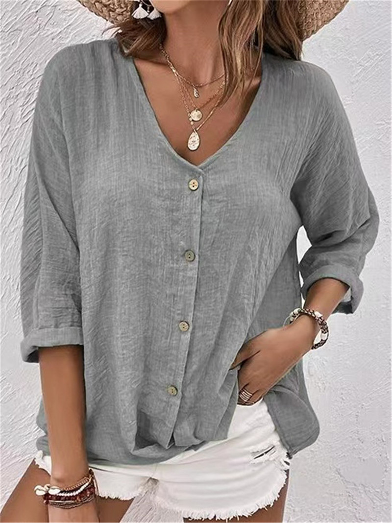 Blus lengan panjang berkancing - Women'S Formal Wear Blouse ulasan dan harga