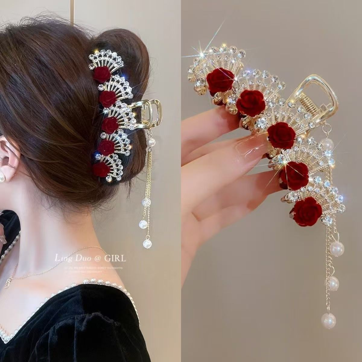 Jepit Rambut Vintage Merah Ber - Women Formal Wear With Tie ulasan dan harga