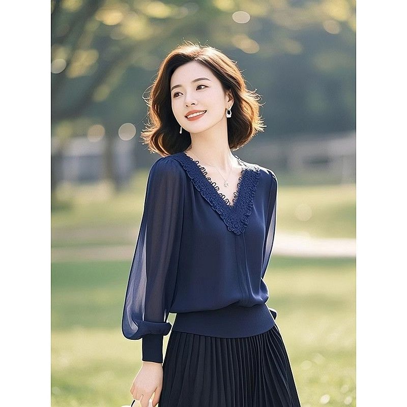 Kemeja Lengan Panjang Kerah V  - Women'S Formal Wear Blouse ulasan dan harga