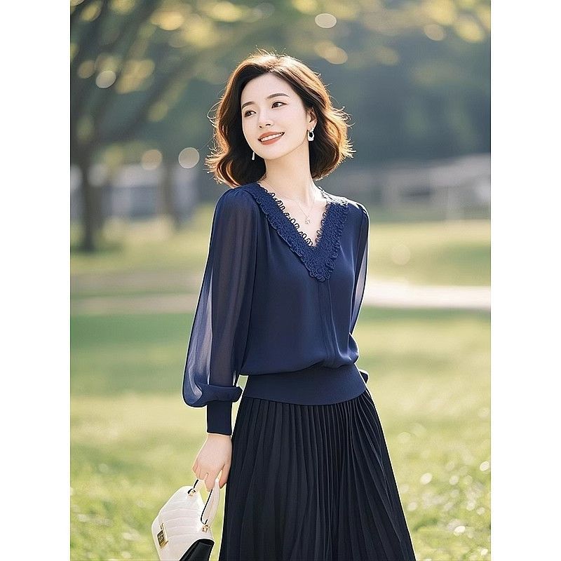 Kemeja Lengan Panjang Kerah V  - Women'S Formal Wear Blouse ulasan dan harga