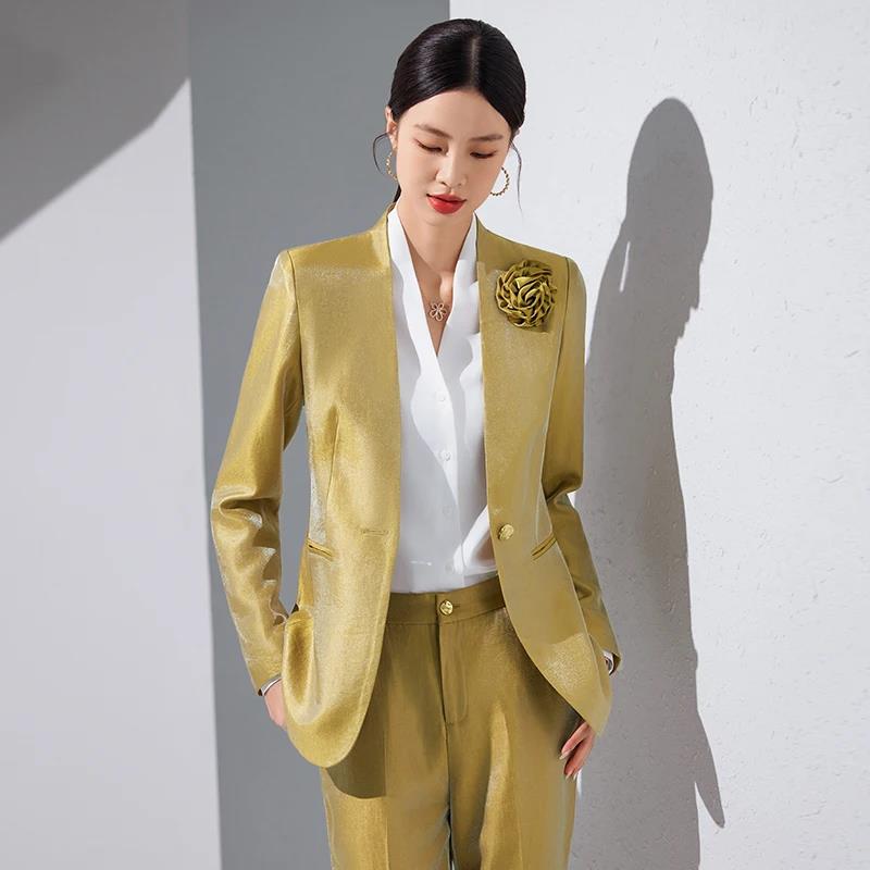 Celana Blazer wanita, set emas - Women Formal Wear Trousers ulasan dan harga