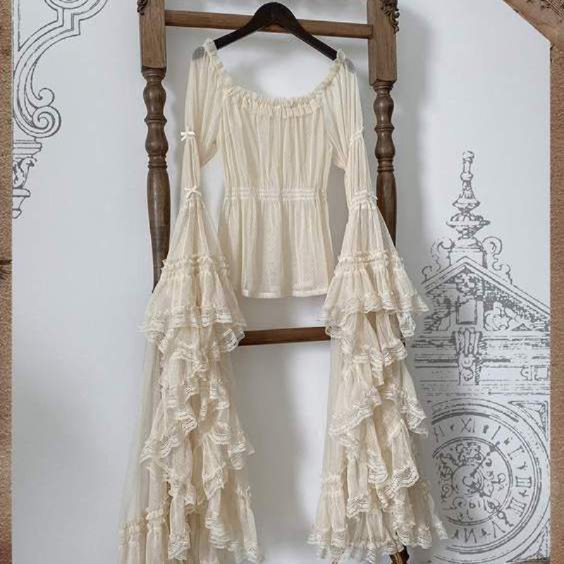 Kemeja Lolita Elegan Vintage V - Women'S Formal Wear Blouse ulasan dan harga