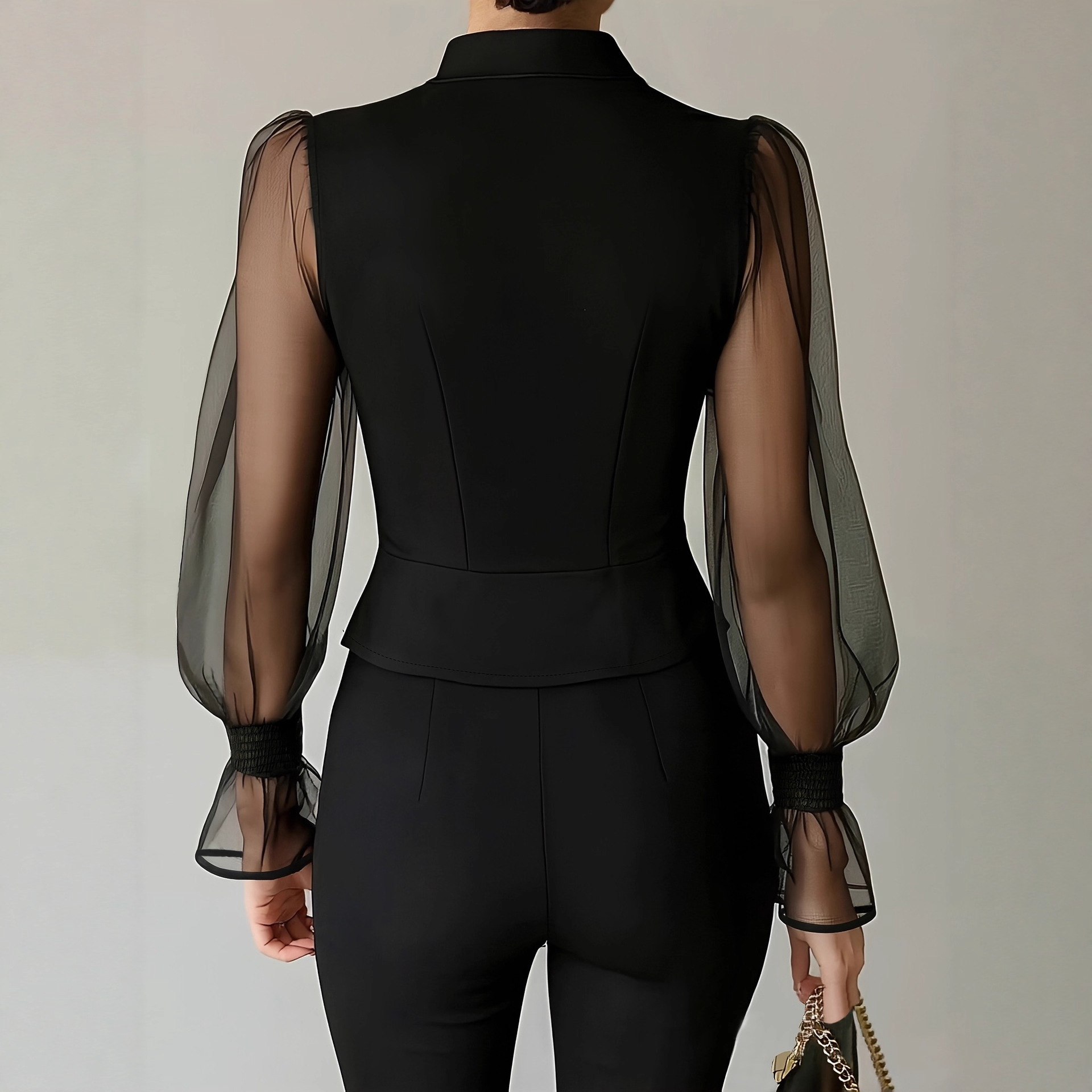 Blus Lengan Puff Elegan untuk  - Women Formal Blouses For Evening Wear ulasan dan harga