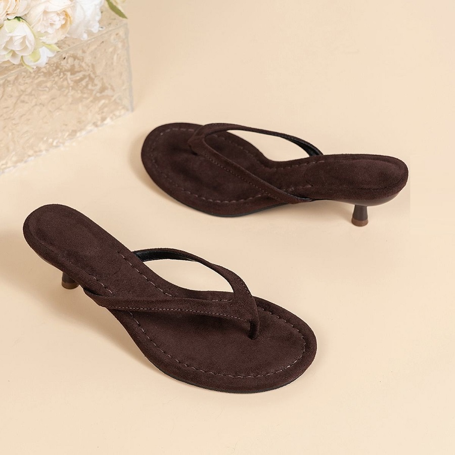 Sandal Thong Hak Tinggi Suede  - Kitten Heel Women ulasan dan harga