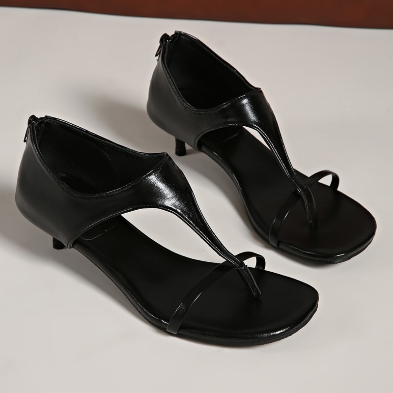 Sandal T-Strap Minimalis Hak K - Kitten Heel Women ulasan dan harga