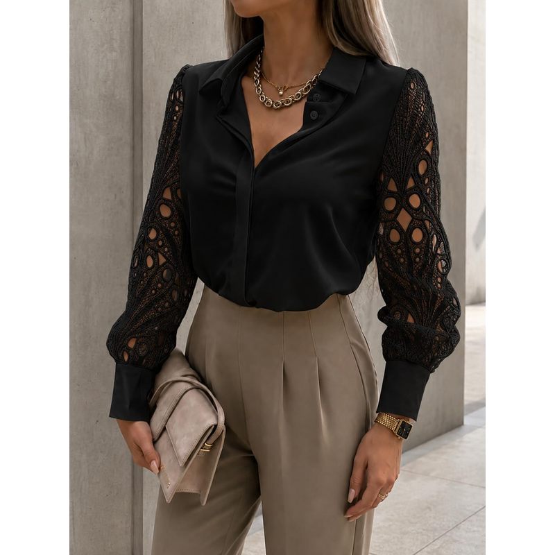 Blus Satin Wanita Kancing Depa - Women Formal Wear For Meeting ulasan dan harga