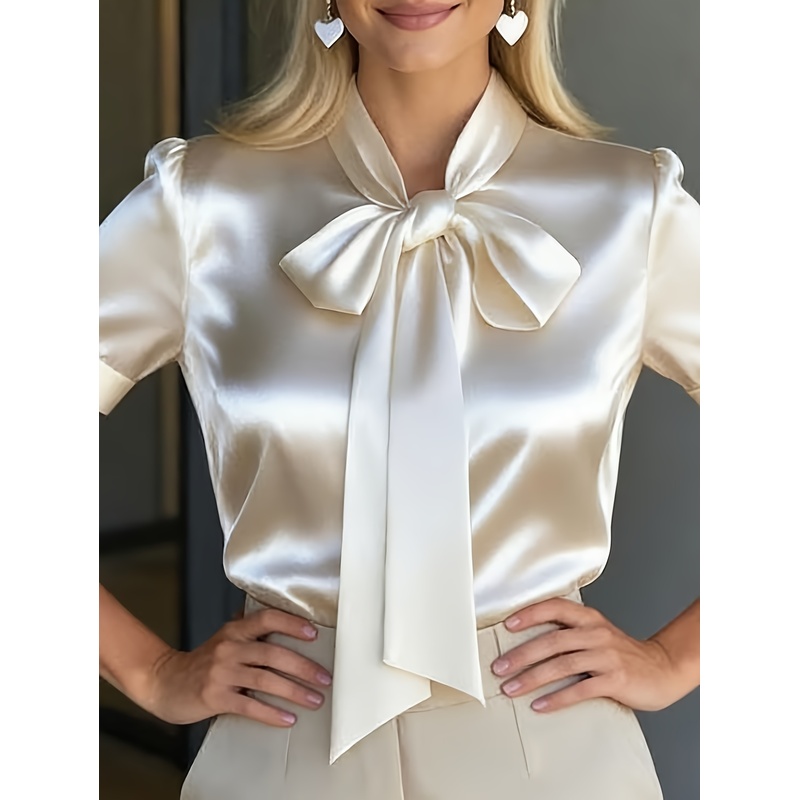 Kemeja Wanita Elegan Lengan Pe - Women Formal Wear With Tie ulasan dan harga